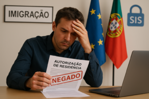Pessoa preocupada a ler uma decisão de indeferimento de autorização de residência