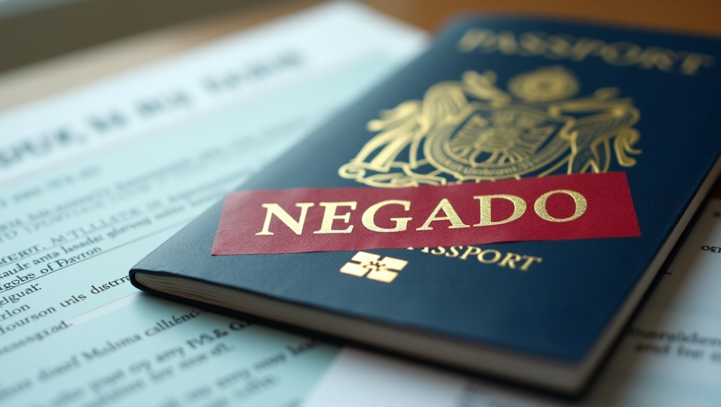 Passaporte com a indicação de pedido negado